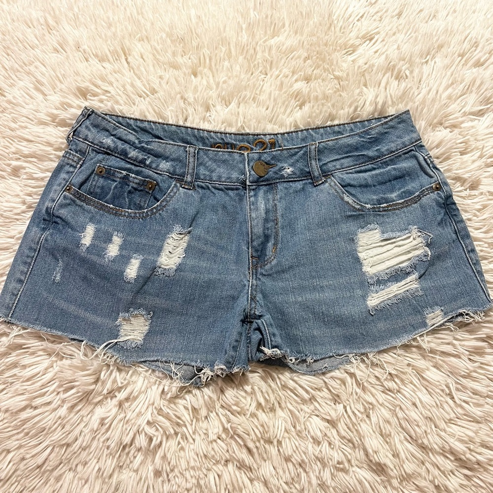 Rue21 Light Blue Distressed Cut-Off Jean Shorts Size 9/10